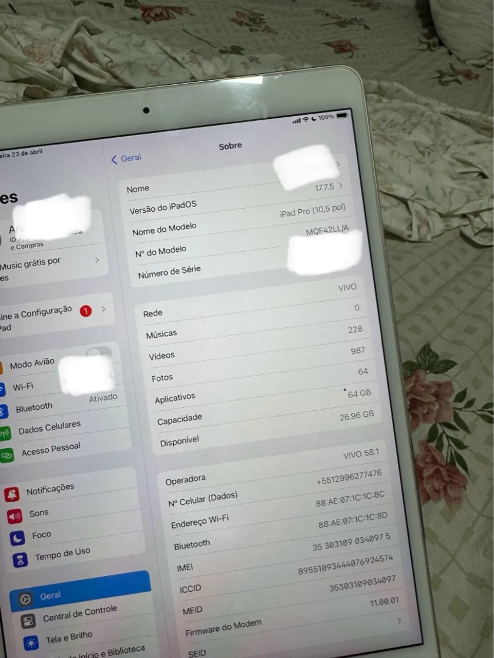 iPad Pro 10.5 com entrada pra chip
