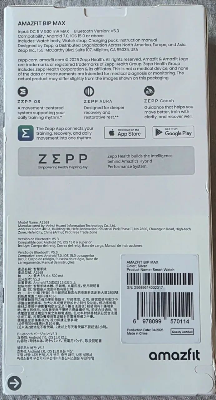 Relógio Amazfit Bip Max Smartwatch IOS Android A2568 Silver - Original - Foto 2