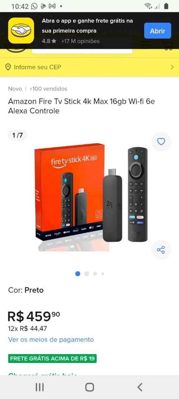 Fire stick tv 4k max estou aberto a ofertas