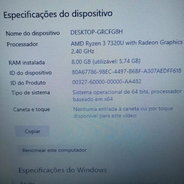 Notebook lenovo Ryzen 3 7320U com video integrado (rapido) - Foto 2
