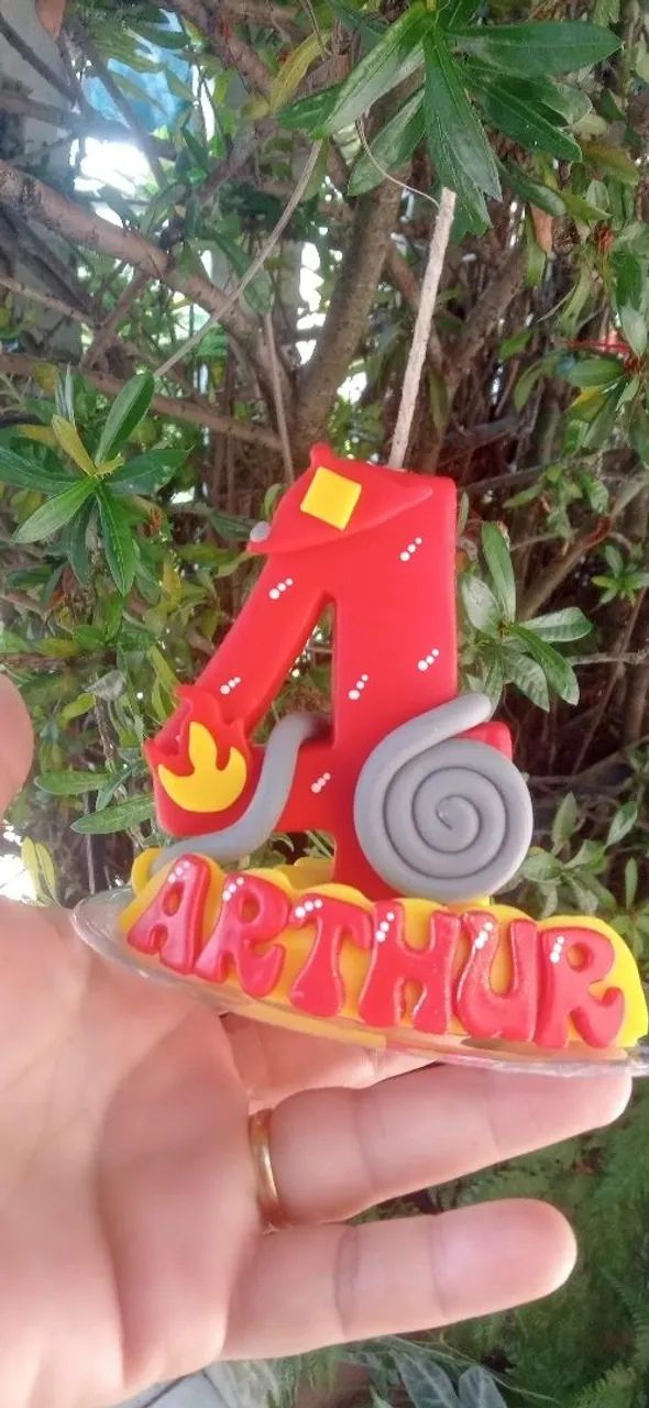 Vela Personalizada Bombeiros em Biscuit  - Foto 2