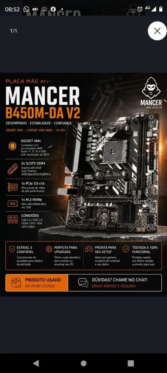 Placa Mãe MANCER B450