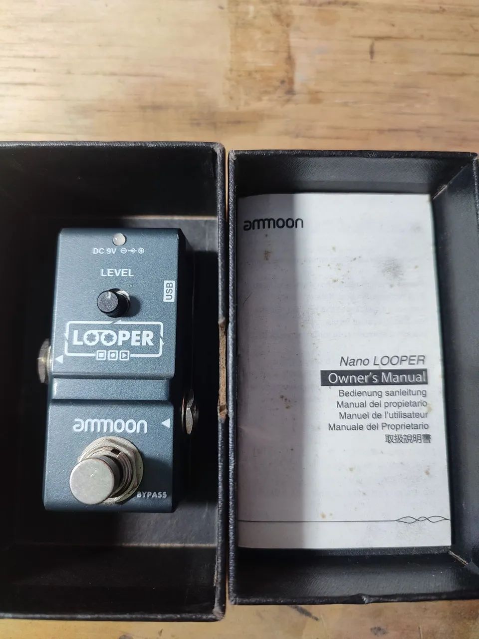Pedal Looper Nano Ammoon com caixa e manual.