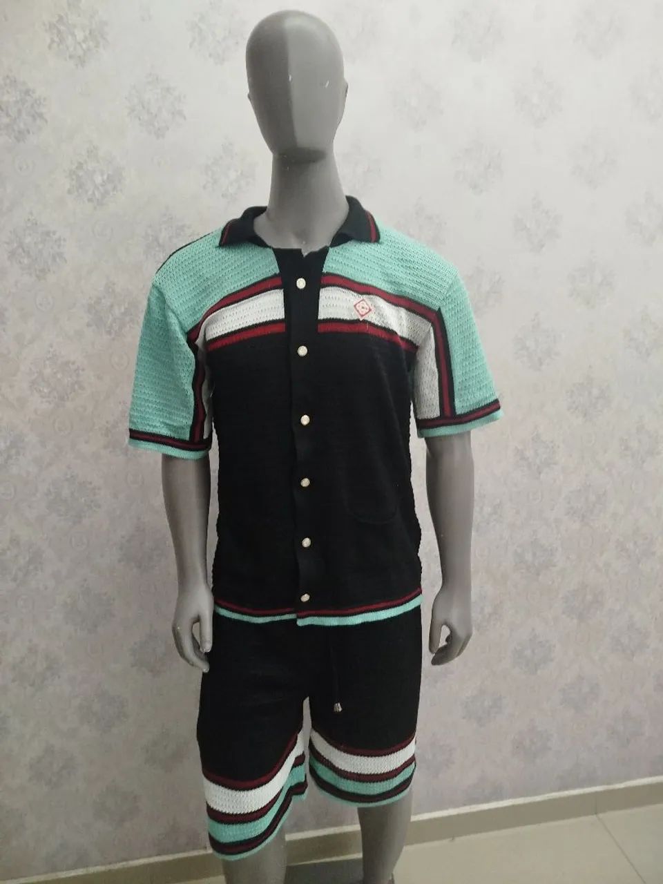 Conjunto tricô casablanca preto/verde
