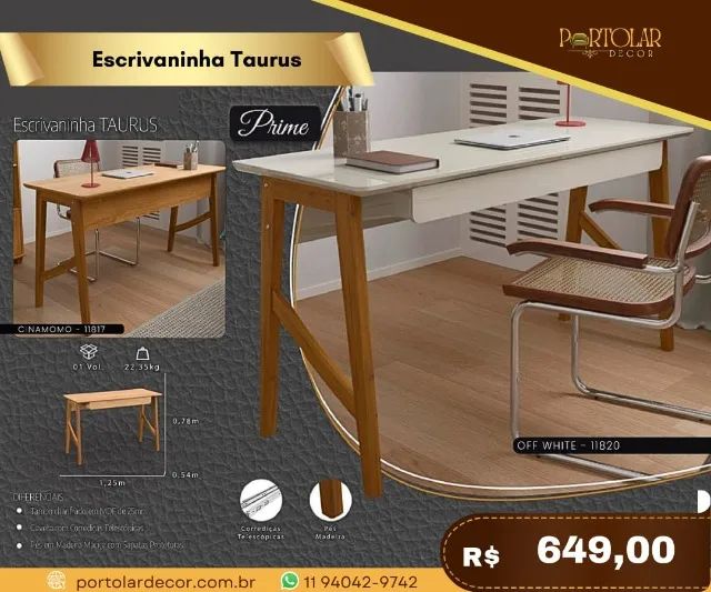 Escrivaninha Taurus, a pronta entrega 