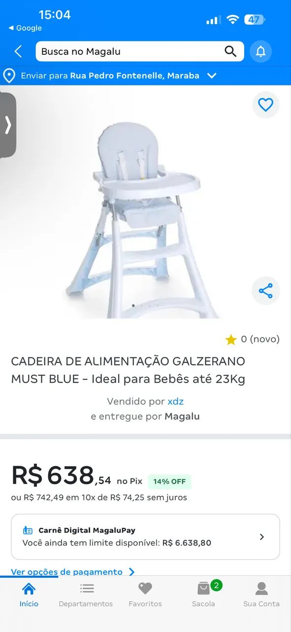 Cadeira de alimentação infantil 