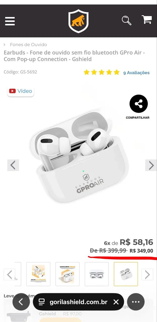 Fone de ouvido G Pro Air / Gorila Shield - Foto 3