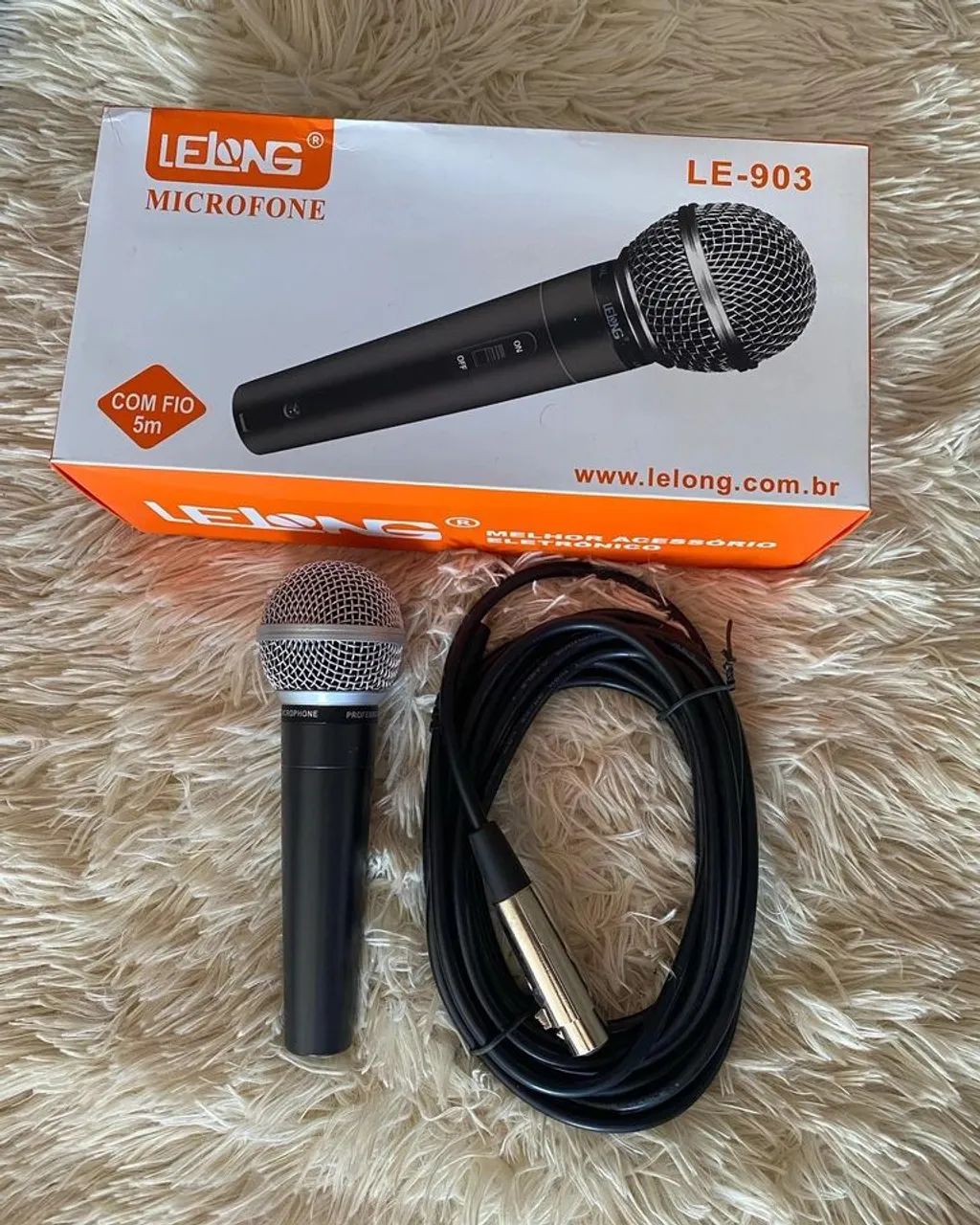 Microfone profissional lelong cabo 5 metros novo a pronta entrega