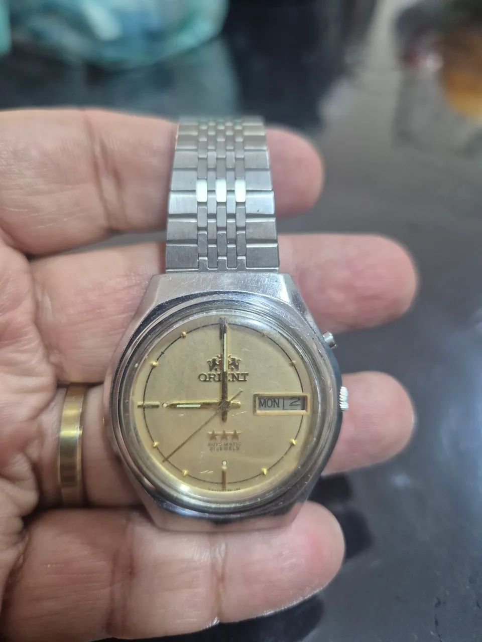 Relógio ORIENT 3 ESTRELAS  AUTOMÁTICO CHAMPAGNHE   -   ÓTIMO ESTADO - Foto 2