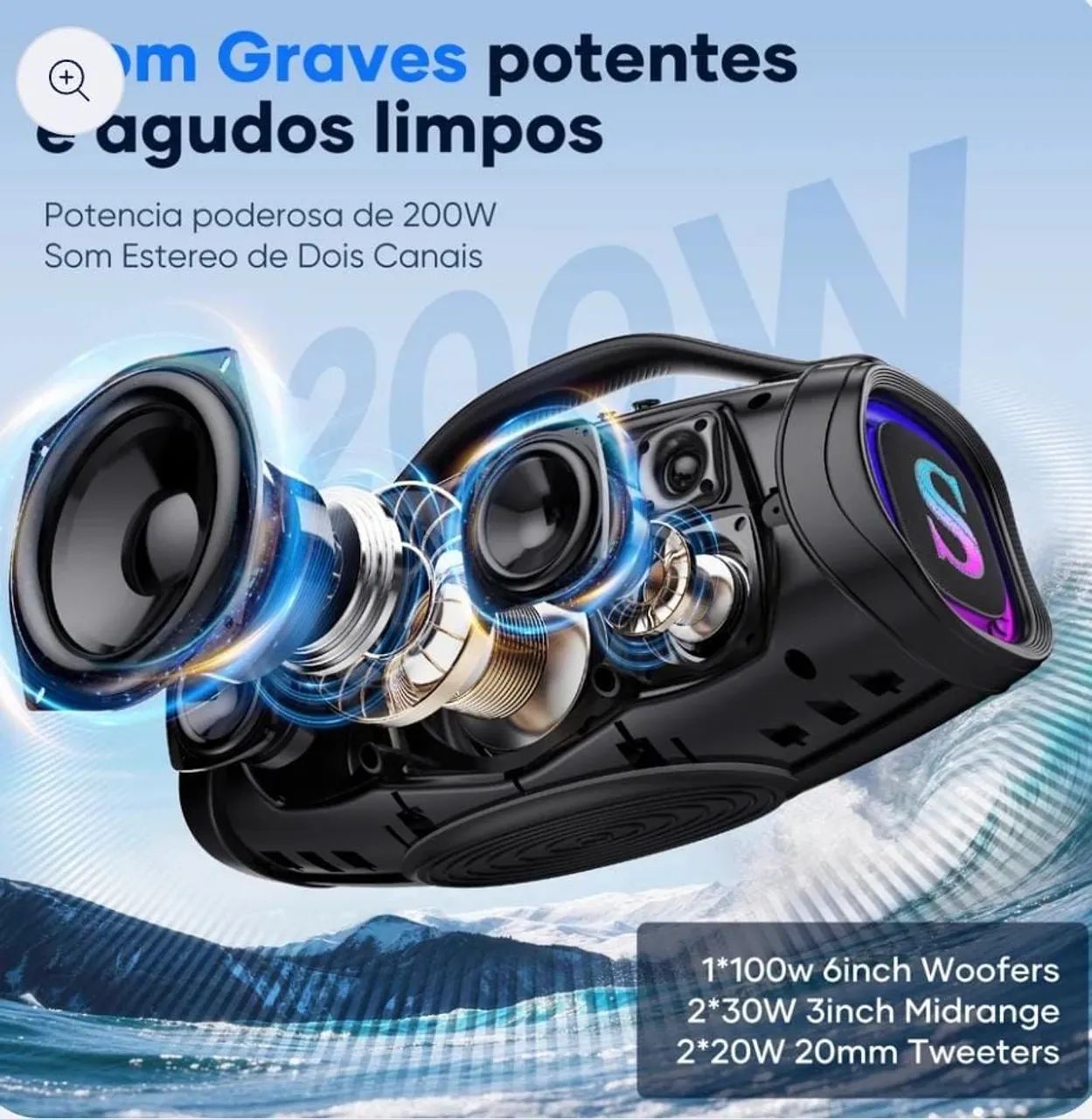 Caixa de som Bluetooth sabala Dr 300  potência 200w rms - Foto 3