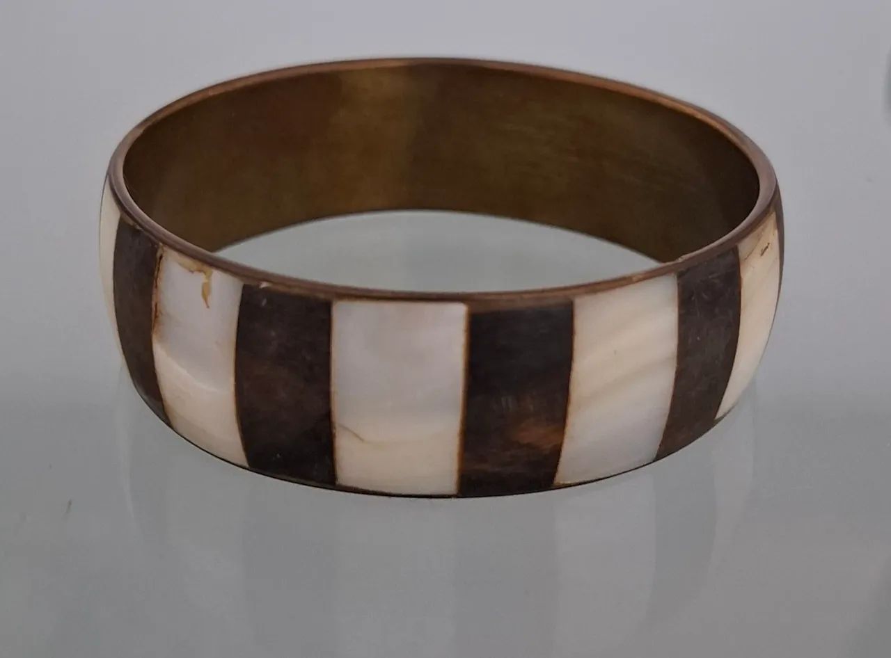 Pulseira antiga madrepérola e preto - Foto 2