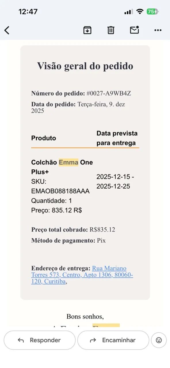 Colchão de Solteiro Emma One Plus+ (sem uso) - Foto 4