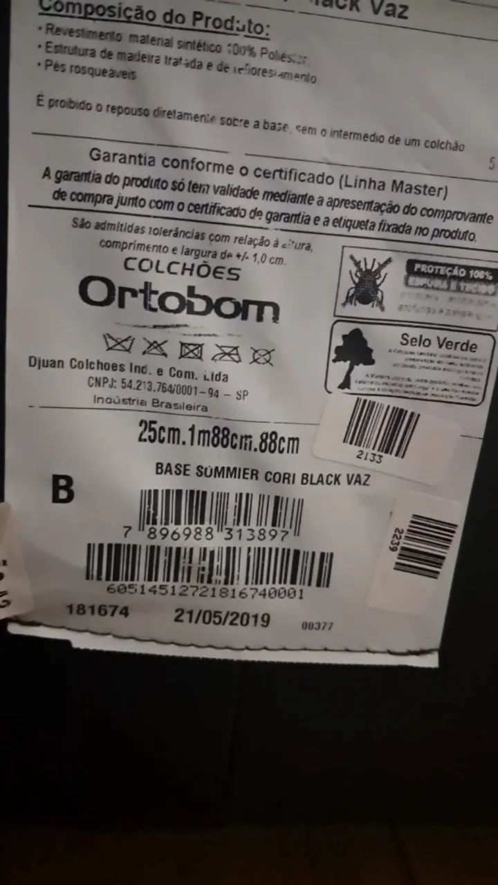 Cama Box Solteiro Completa - Base Ortobom (Bicama) + Colchão Castor Premium + Brinde - Foto 2