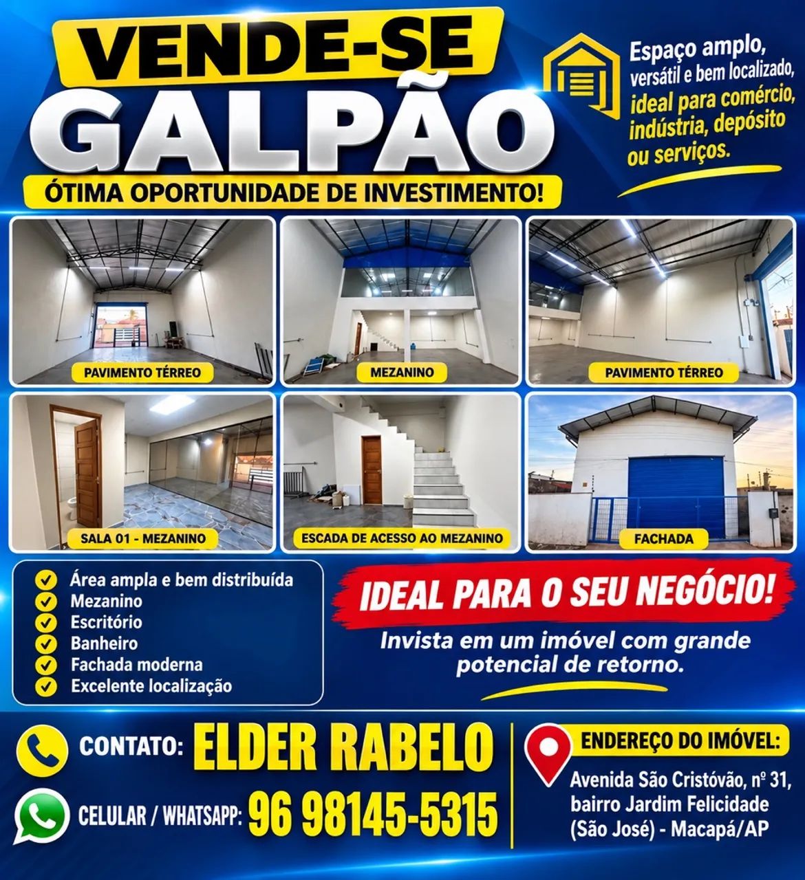 VENDA DE GALPÃO 