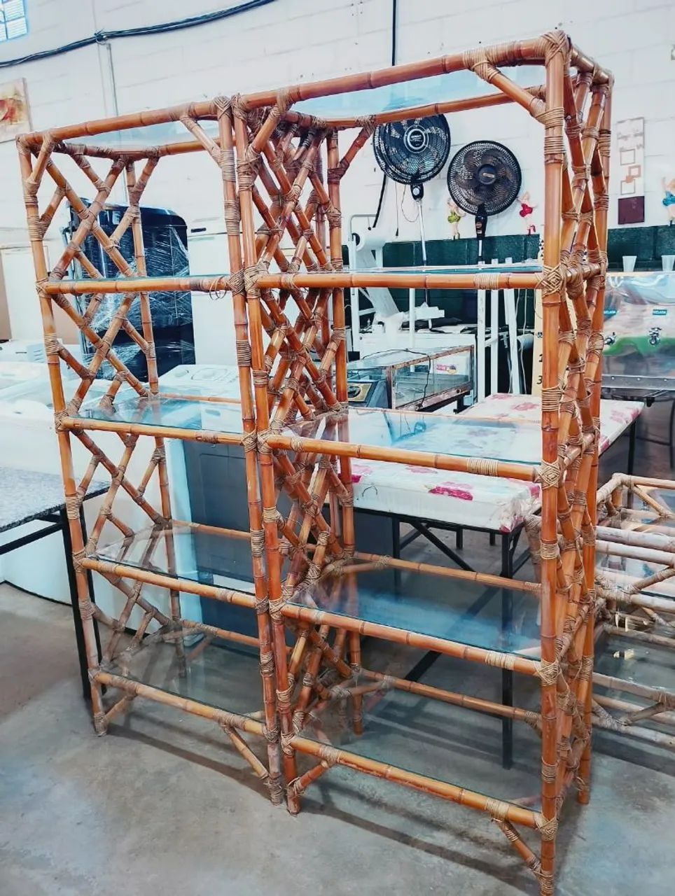 Estante de Bambu Prateleiras de Vidro