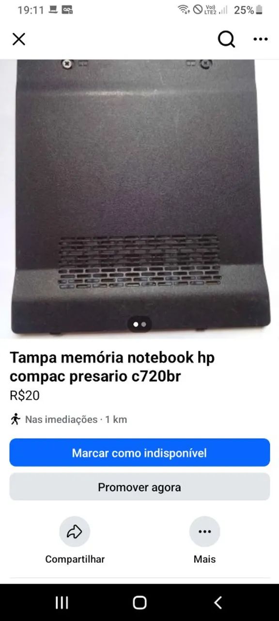 Tampa memória notebook Hp compac presario c720br