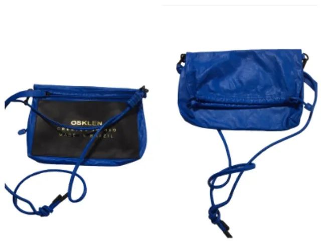 Bolsa osklen sack flat de couro azul - Foto 4