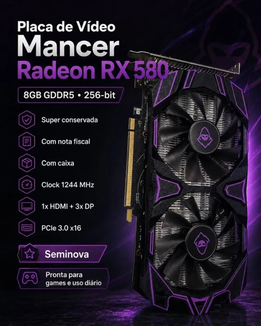 Placa de vídeo RX 580 8gb
