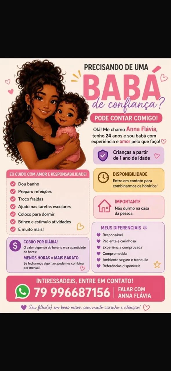 BABÁ-CUIDADORA DE IDOSOS-BABÁ DE PET EM ARACAJU! 