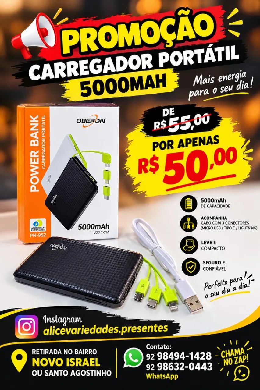 Carregador portátil 5000MAH 