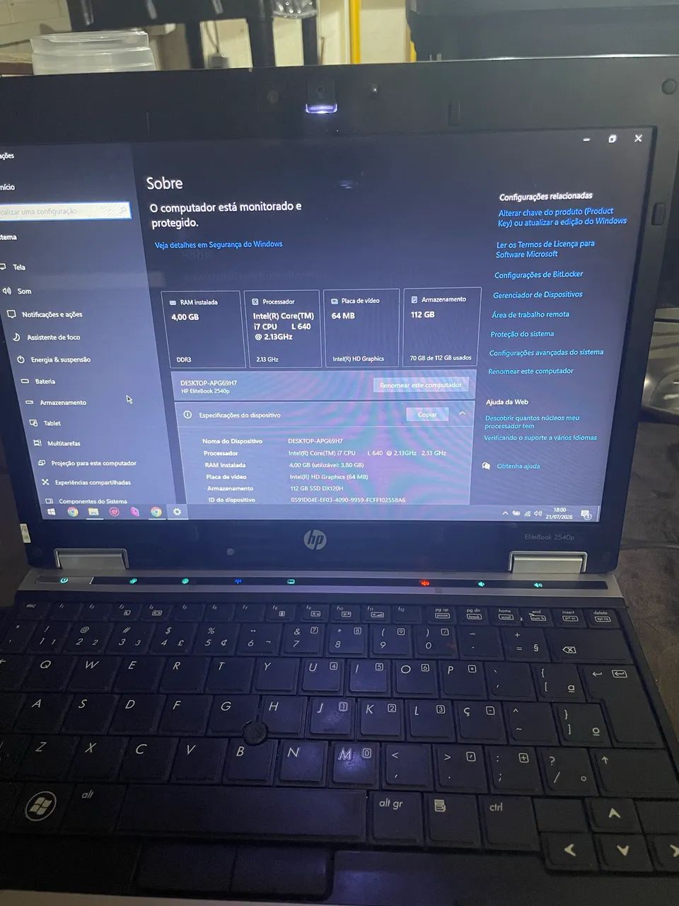 Notebook i7 vPro Com SSD