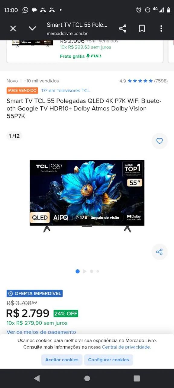 TV TCL 55 Polegadas 4k Smart - Excelente - Foto 3