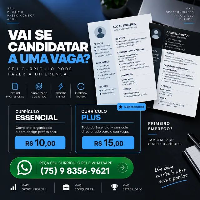 Faço Currículo Profissional - R$ 10