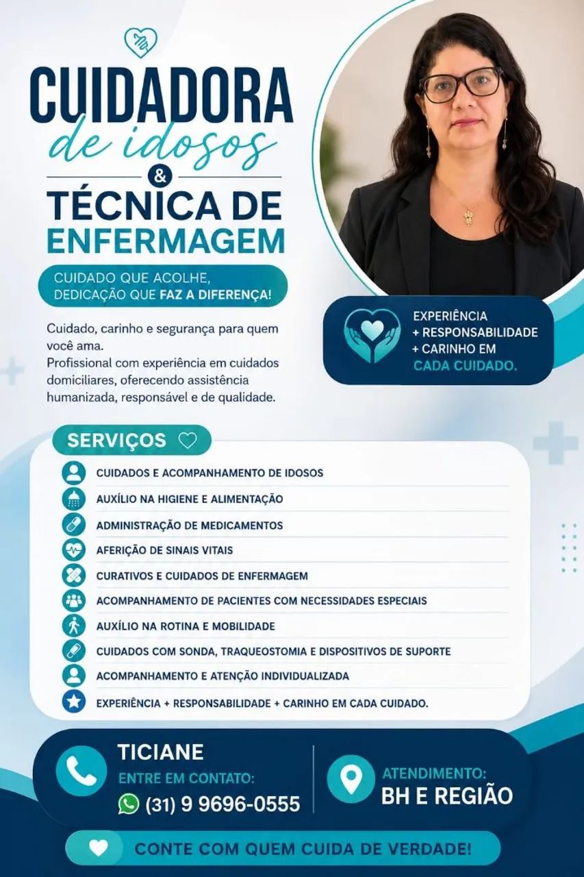 Técnica de enfermagem e cuidadora de idosos 