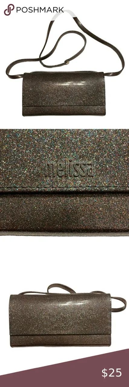 Melissa bolsa wallet grafite com glitter 