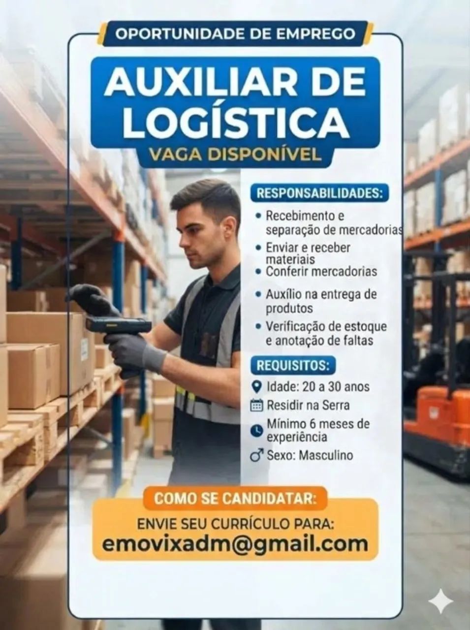 AUXILIAR DE LOGÍSTICA, período integral