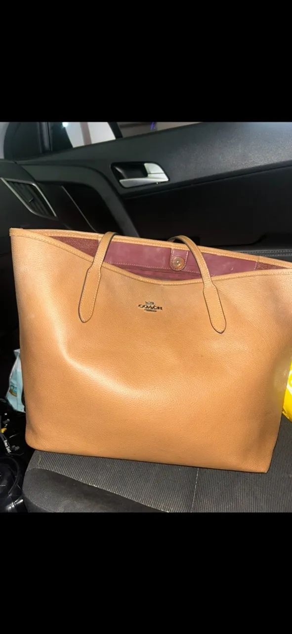 Bolsa caramelo coach dupla face - Foto 2