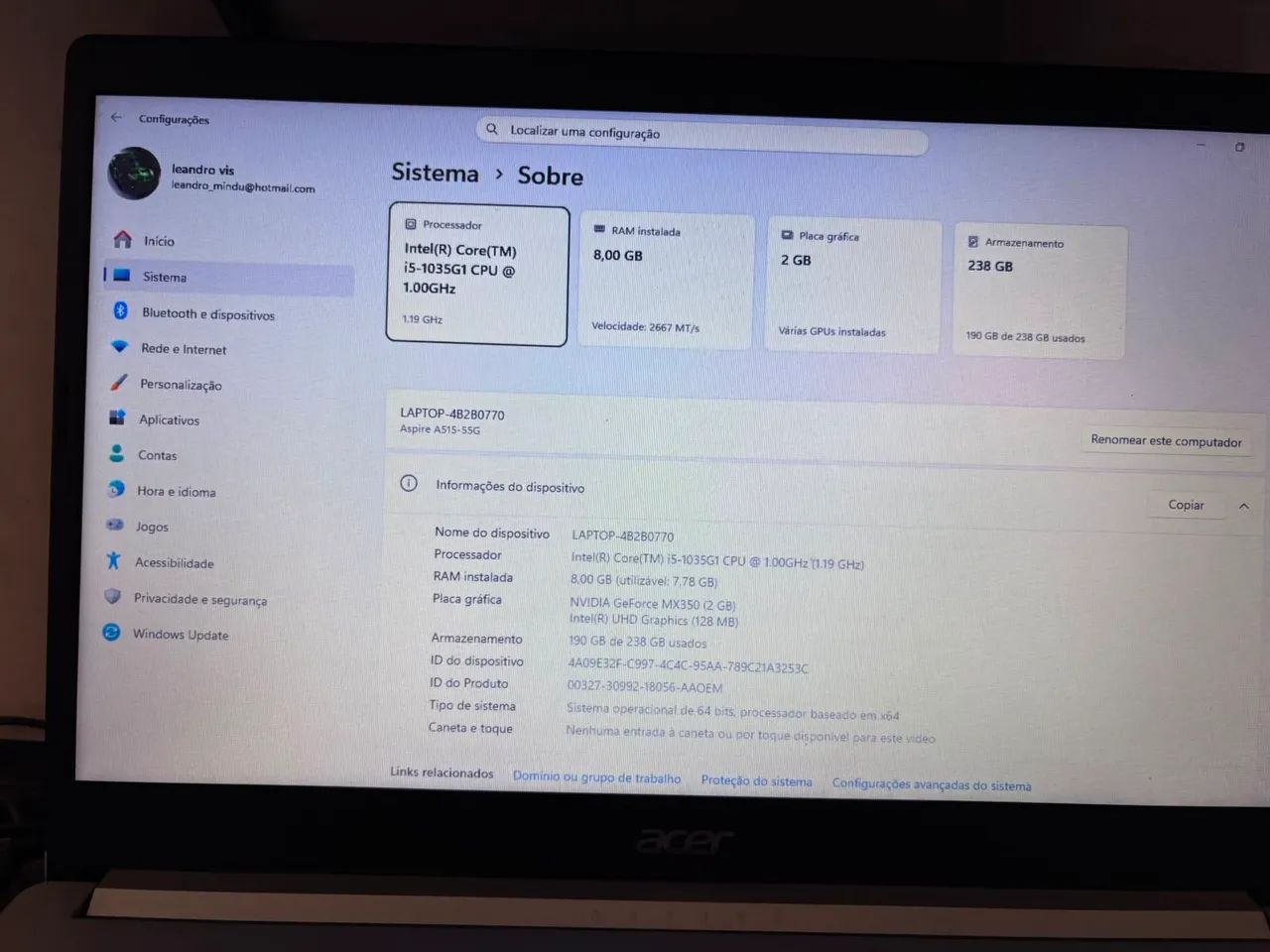 Notebook Acer Core I5 + TV LG32 - Foto 5