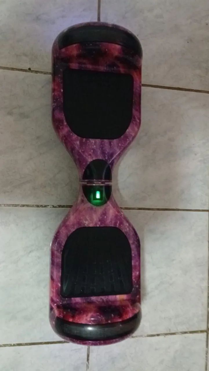 skate elétrico hoverboard de 6,5 polegadas com estampa roxa de galáxia, luzes LED - Foto 4