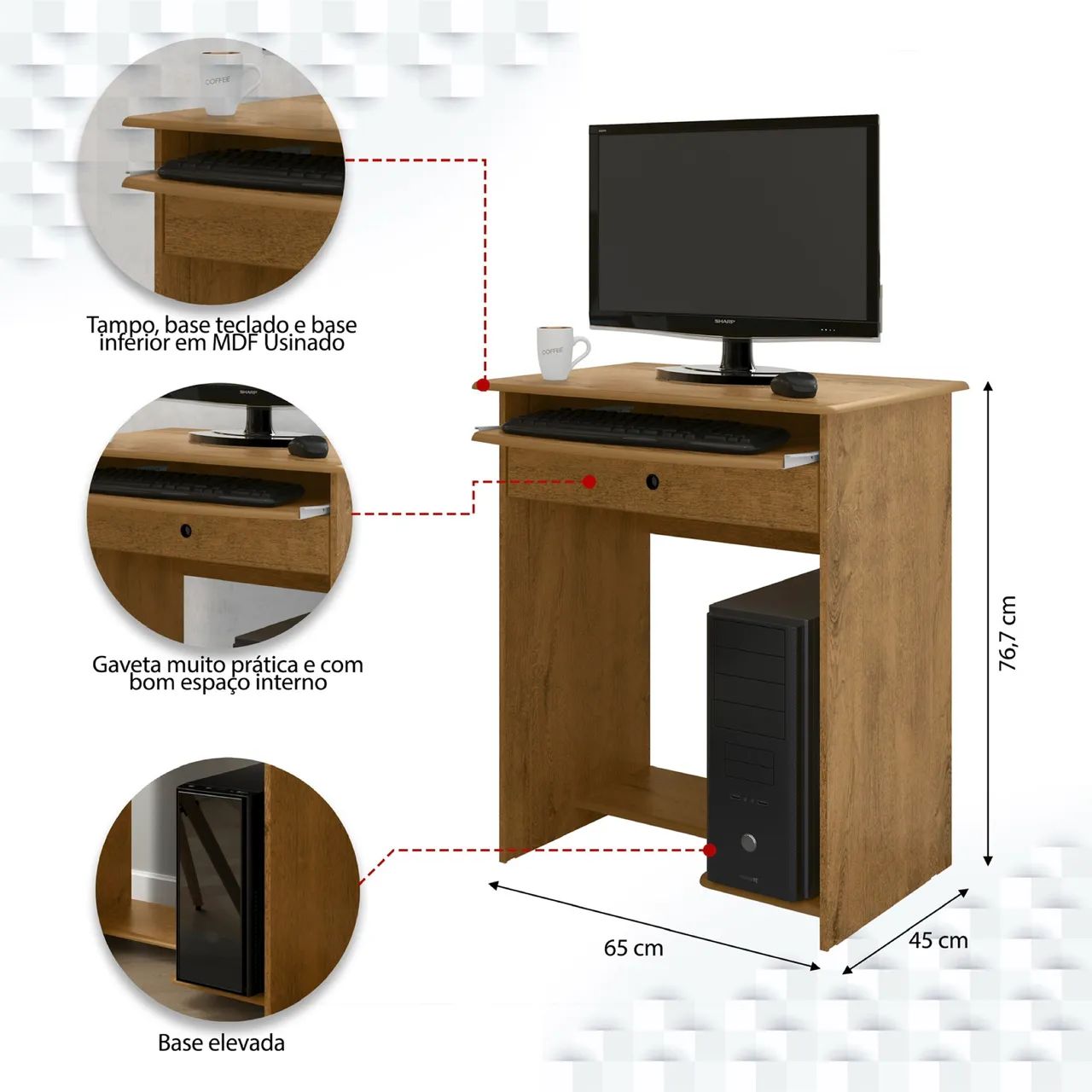 Mesa de computador Marrom com gaveta NOVA promoção  - Foto 2