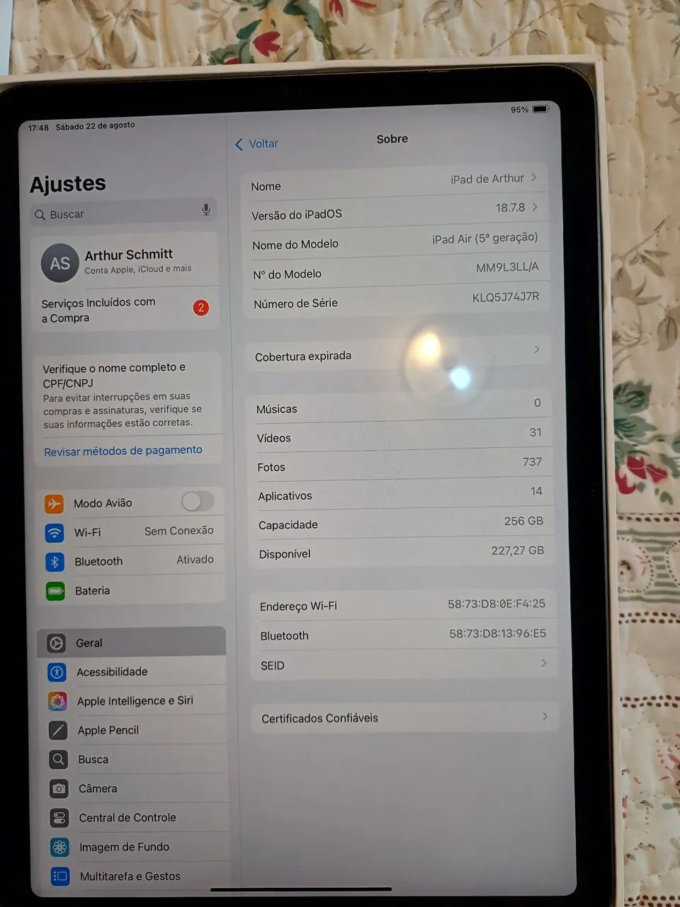 Ipad air 5 °geracao _ 256 Gb - Foto 2