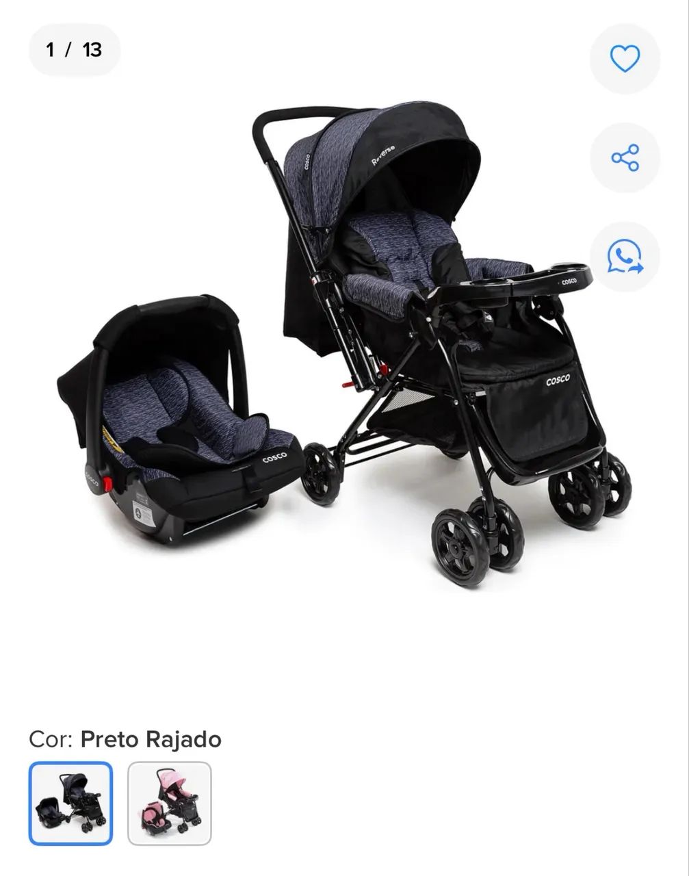 Carrinho de bebê e bebê conforto cosco 