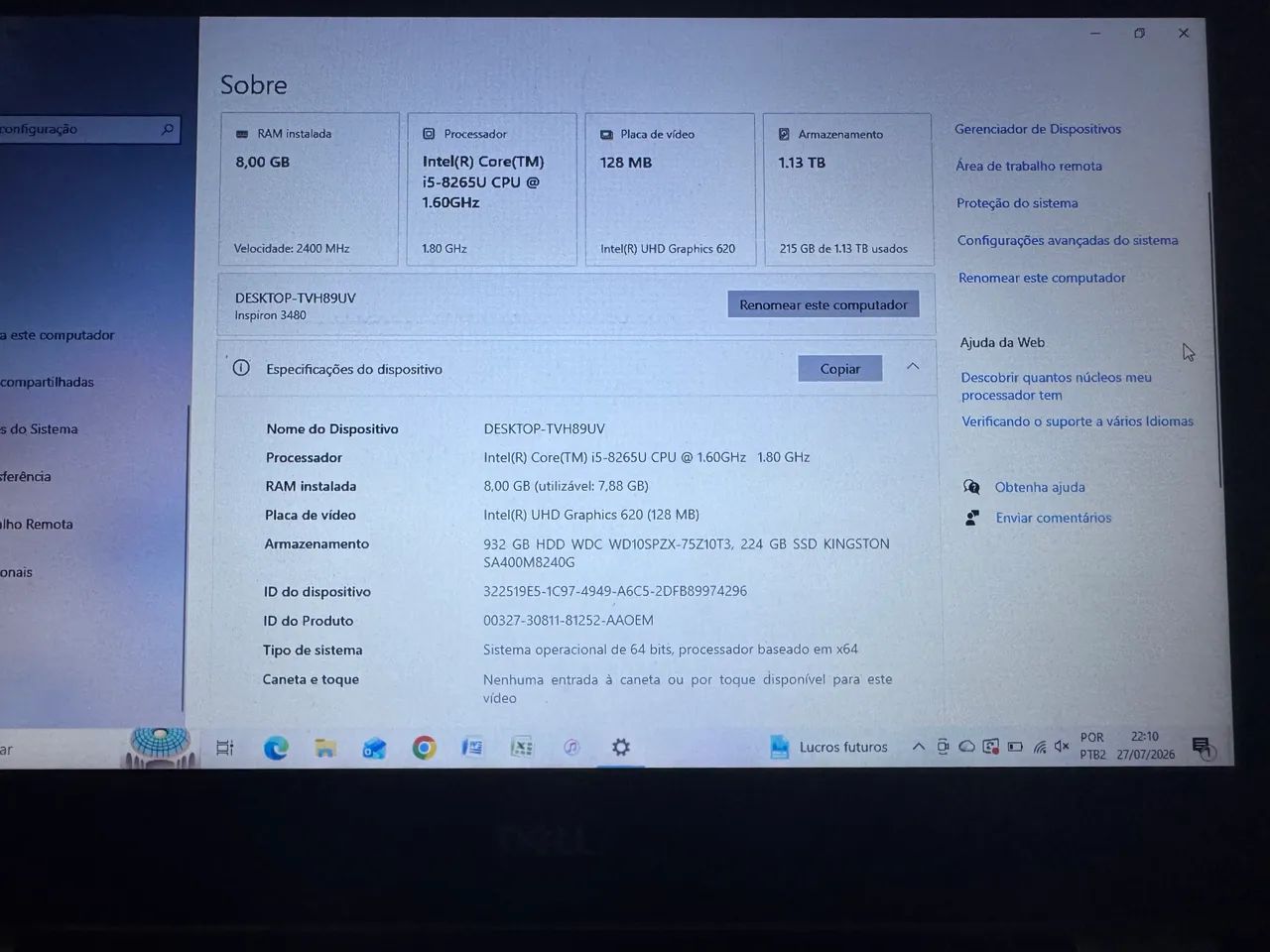 Dell Inspiron Intel 3480 Core I5 - Foto 4