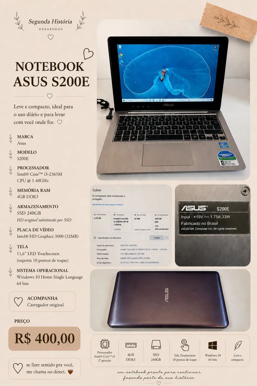Notebook ASUS S200E 
