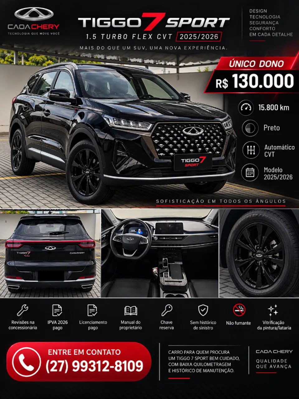 Caoa Chery Tiggo Tiggo 7 SPORT 1.5 Turbo Flex 16V Aut. 2026