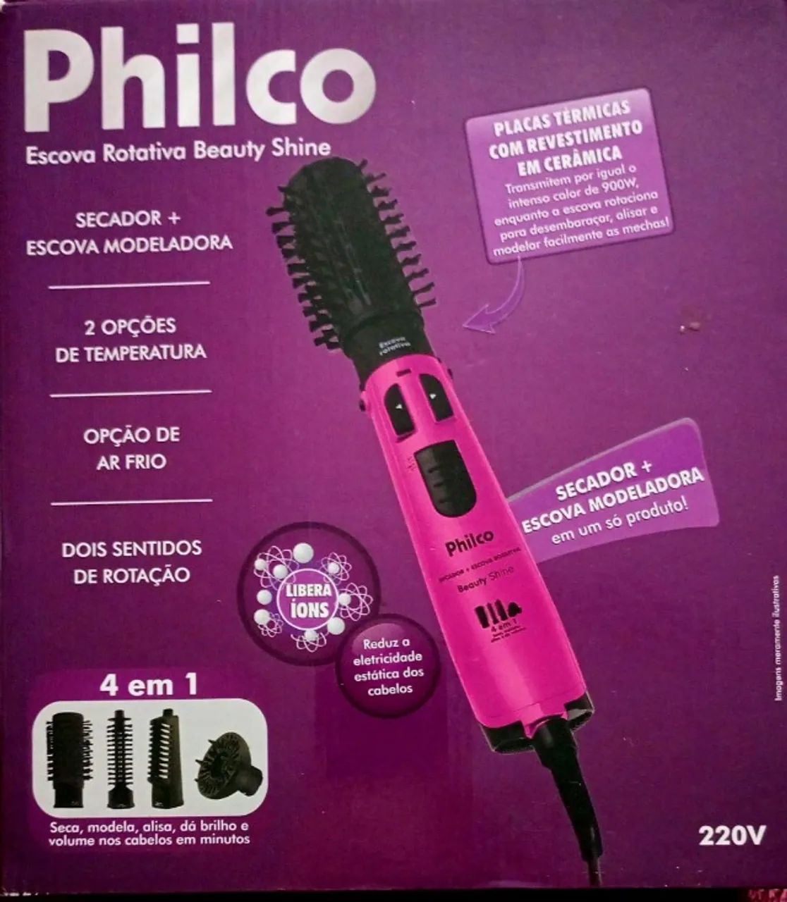 Secador + escova modeladora Philco