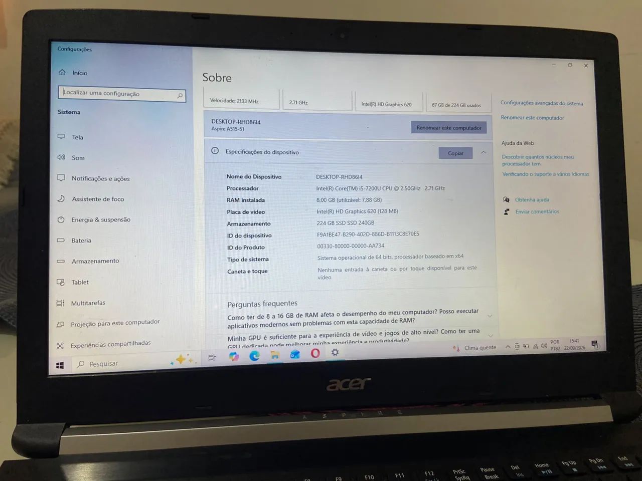 Notebook Acer Aspire i5 | 8GB RAM  - Foto 3