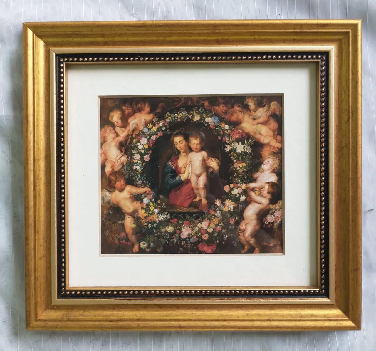 Quadro Madonna em Grinalda Floral 