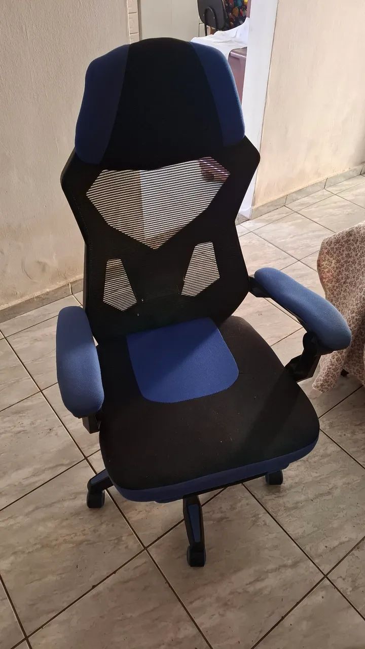 Cadeira ergonômica azul - Foto 4