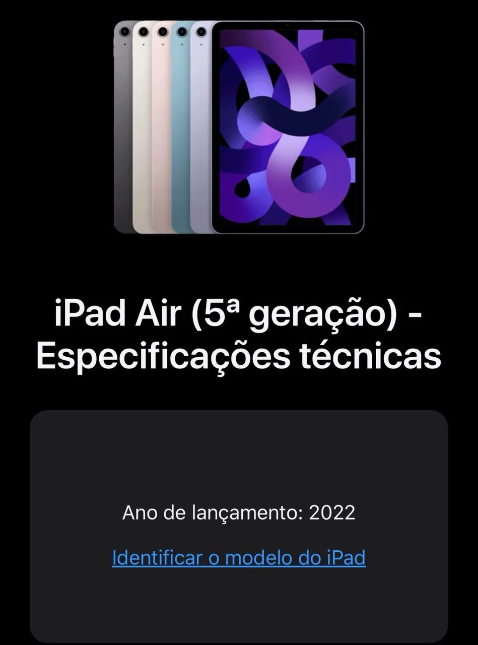 iPad Air 5ª Geração 64gb + Apple Pencil