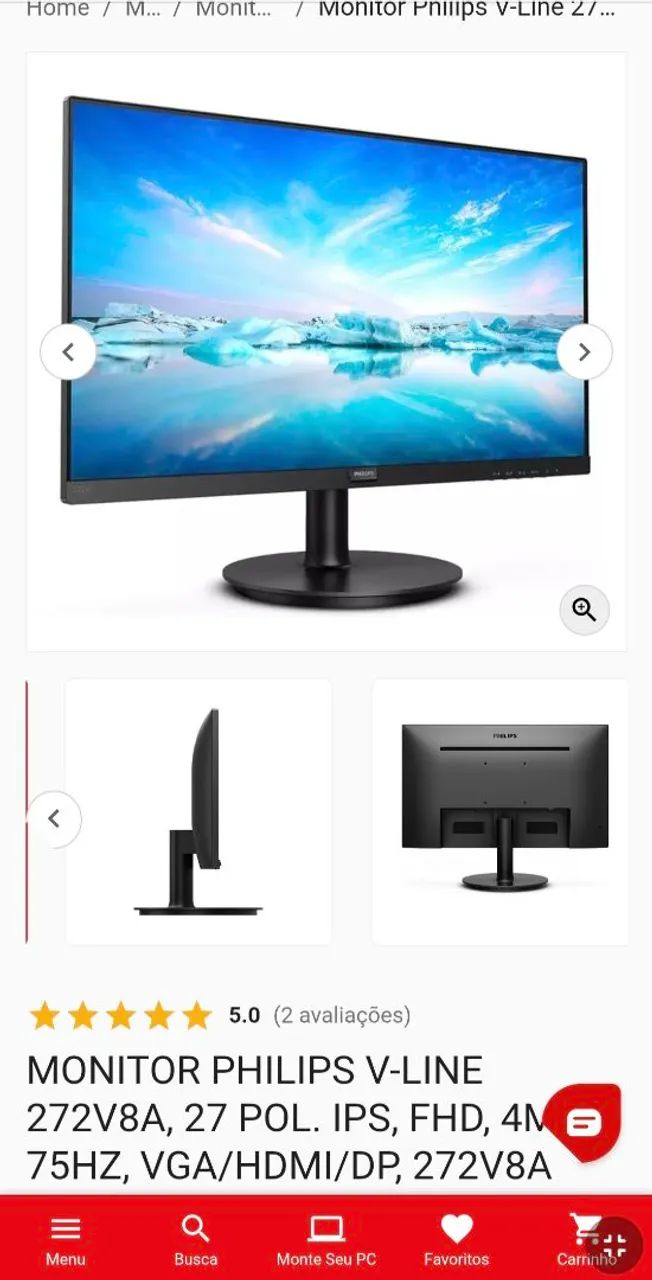 Monitor 27" Full HD IPS 75hz com som 