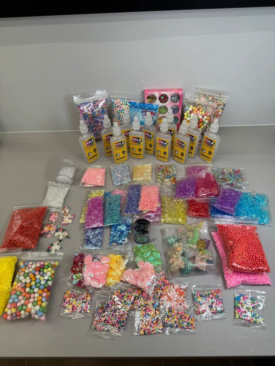 Super kit de slime/ artesanato com glitter, bolinhas de isopor - Foto 4