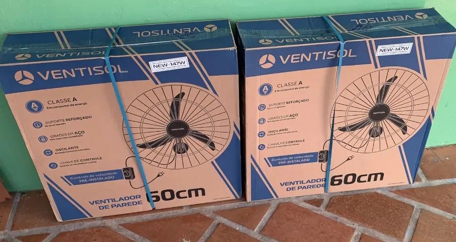 Lacrado! Ventisol Ventilador de Parede Oscilante, 3 Pás Premium, Preto, 60cm, Bivolt