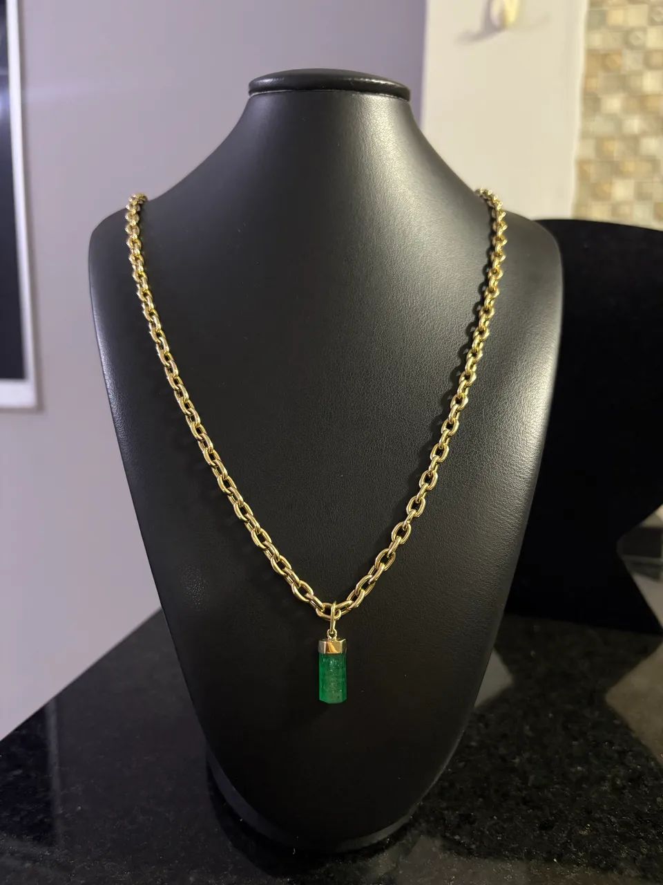 Corrente Ouro18k pingente esmeralda  - Foto 4