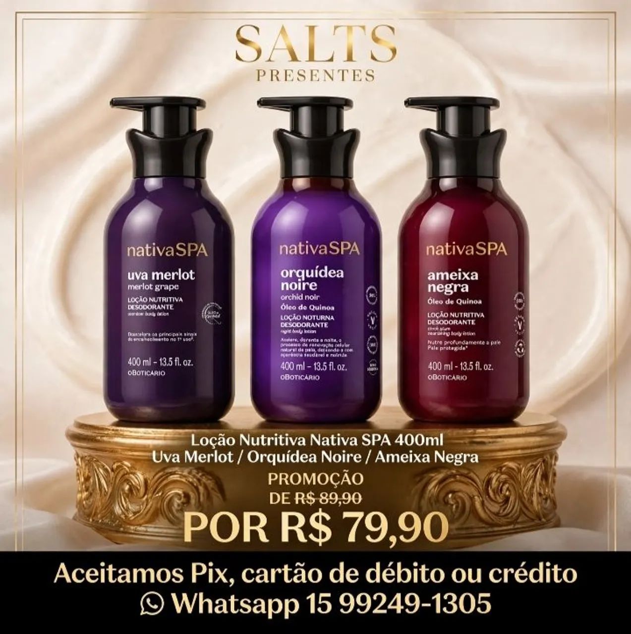 Hidratantes Natura e O Boticário Pronta entrega 