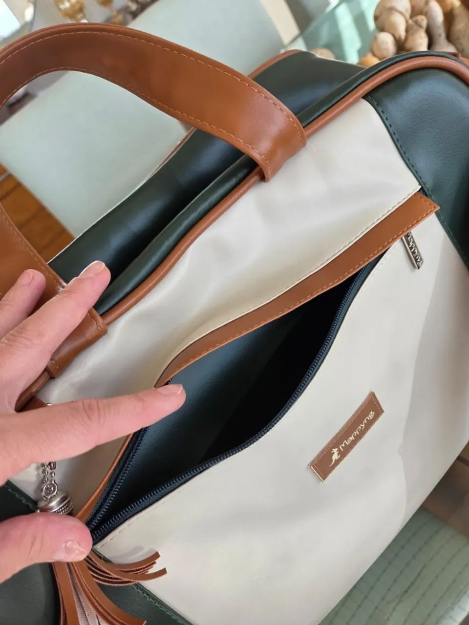 Bolsa Maternidade Mappyng - Nova, cores neutras (nude, marrom e verde escuro) - Foto 3